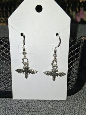Silver Bee Drop Earrings - Women Jewelry